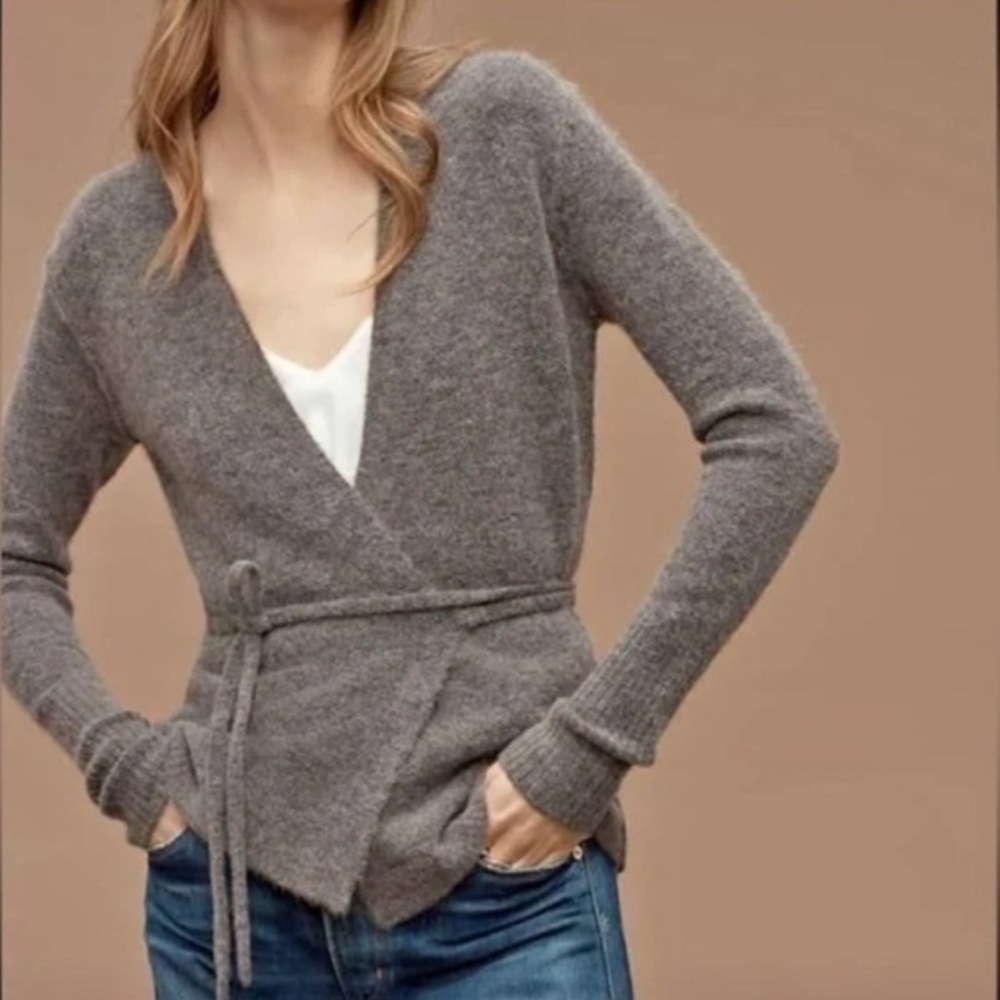 Aritzia Wilfred Free Deep Brown/Green Ballet Wrap Cardigan